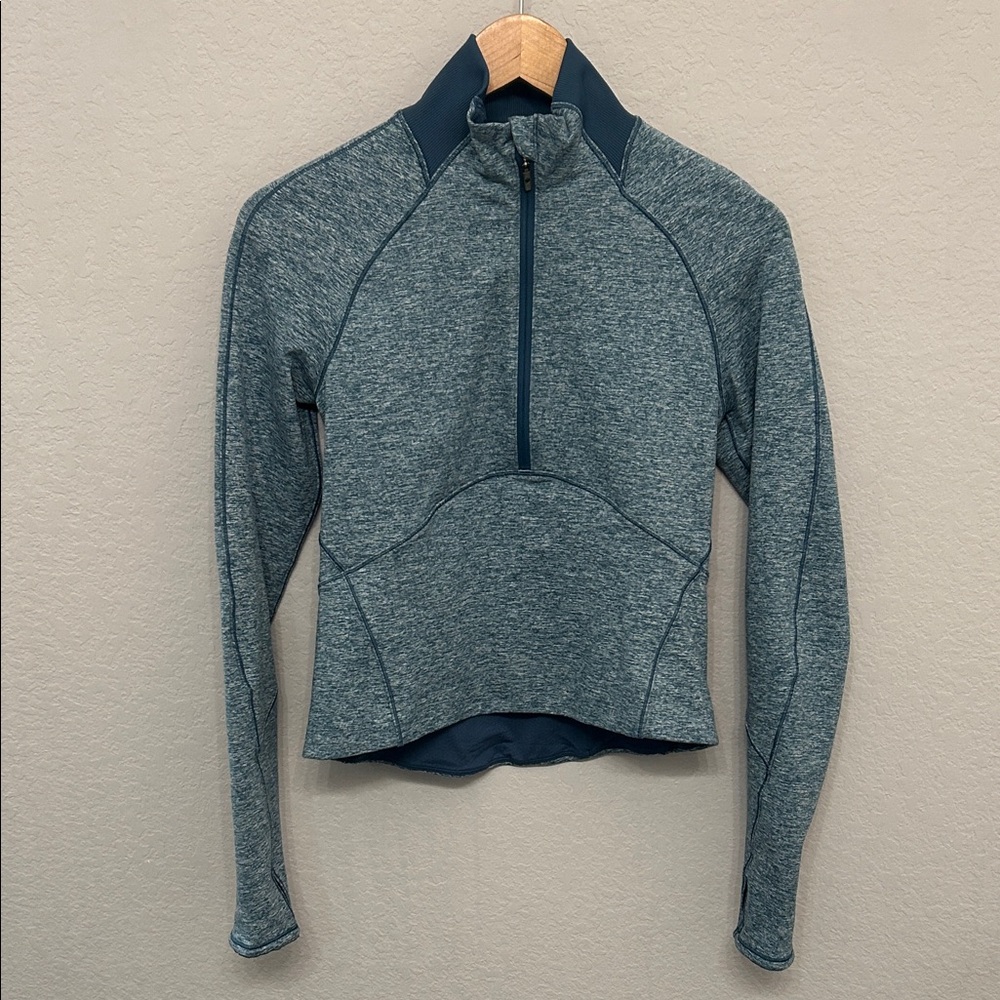 Lululemon Athletica Teal Heathered Half-Zip Sweatshirt - Picture 1 of 7
